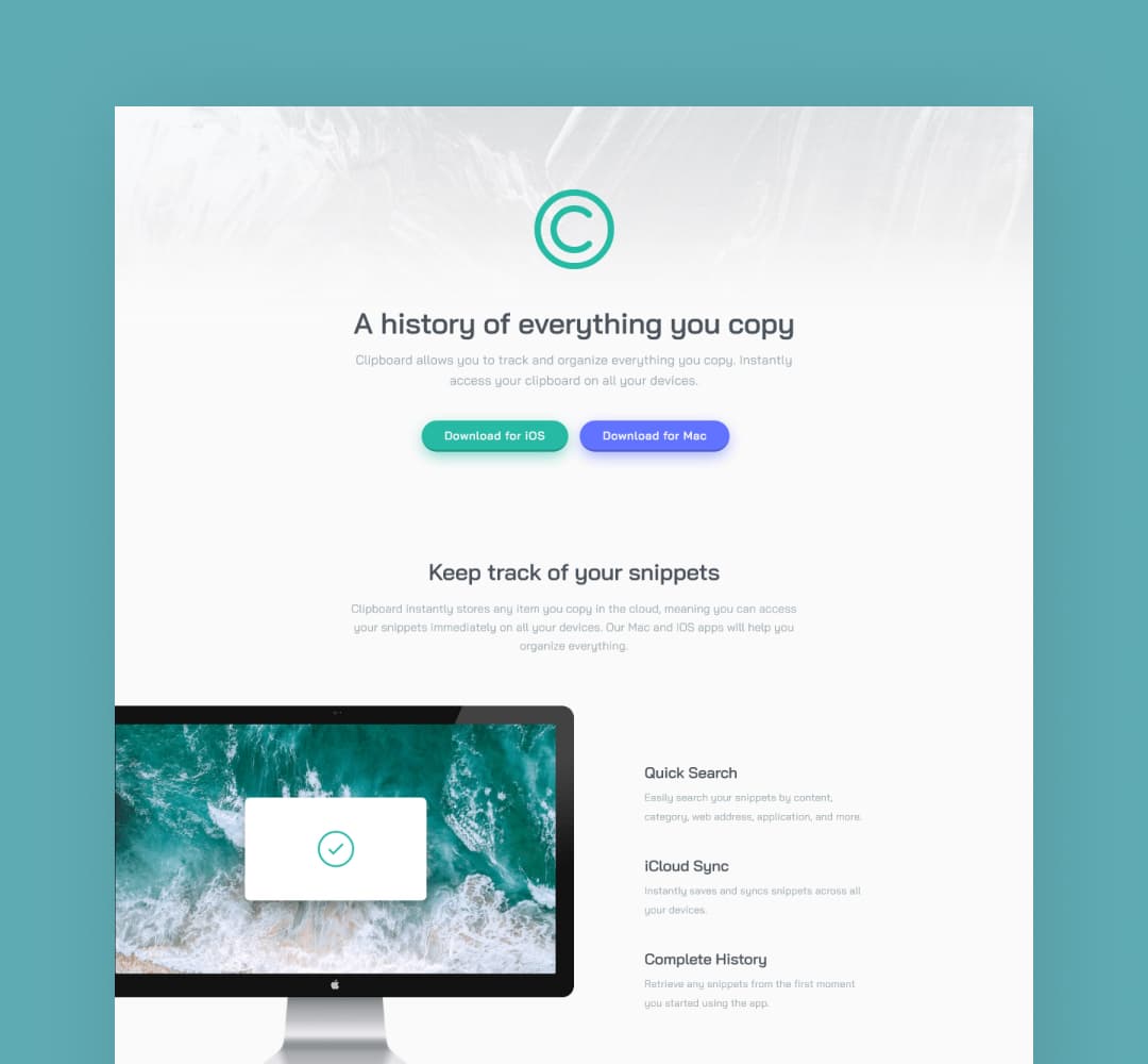 Thumbnail of the project Clipboard Landing Page